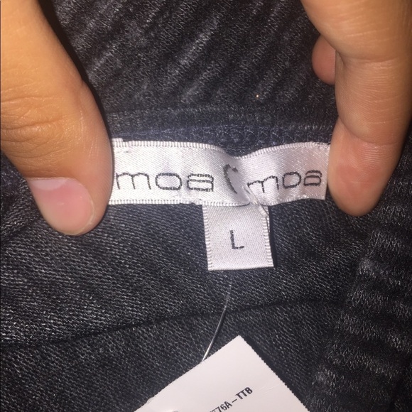 NWT Moa moa long sleeve shirt size L charcoal color lines - Picture 5 of 9